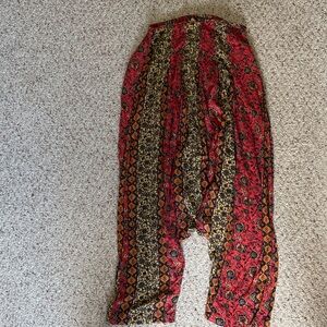 Free People Red and Black Patterned Wide Leg Pants